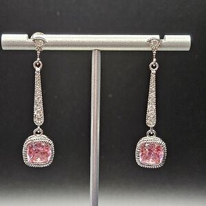 Y2K Sterling Silver Marked LL 925 Pink CZ Pave Crystal
